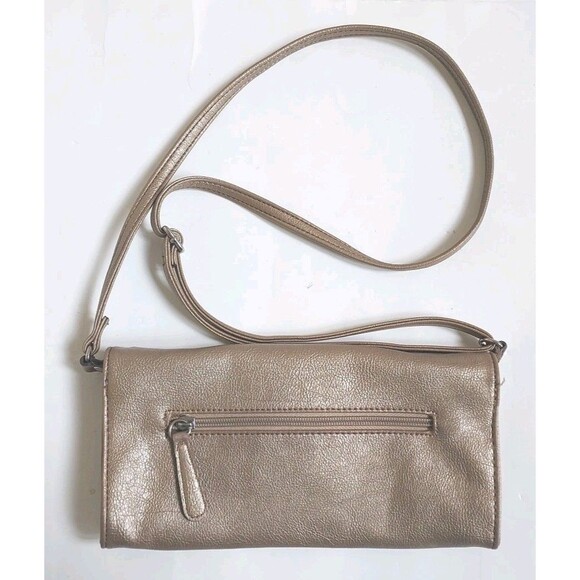 Kathy Van Zeeland Textured Gold Clutch Purse Crossbody W/Rhinestone Crown - Picture 8 of 8